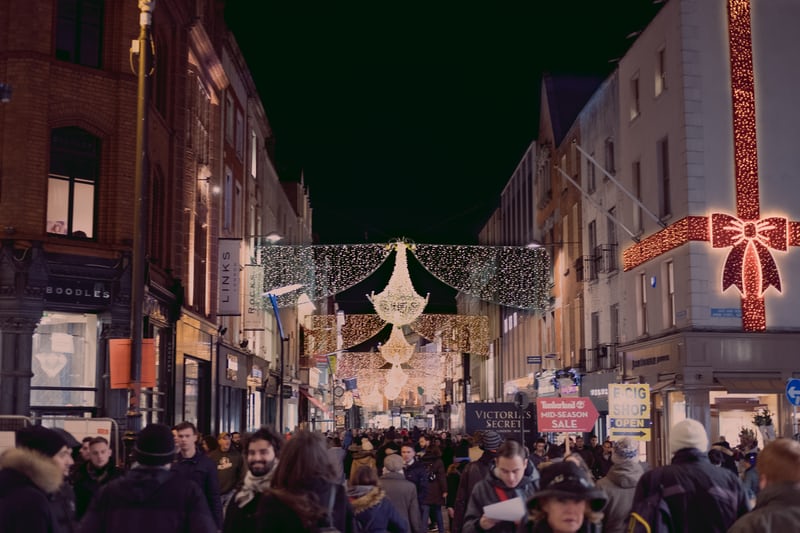 Crowd In Grafton Street, Dublin During The Christmas Period